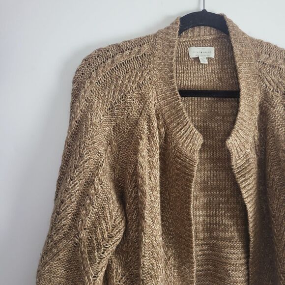 Lucky Brand Open Front Sweater XS Womens Long Sleeve Brown Chunky Knit Top - Picture 4 of 10